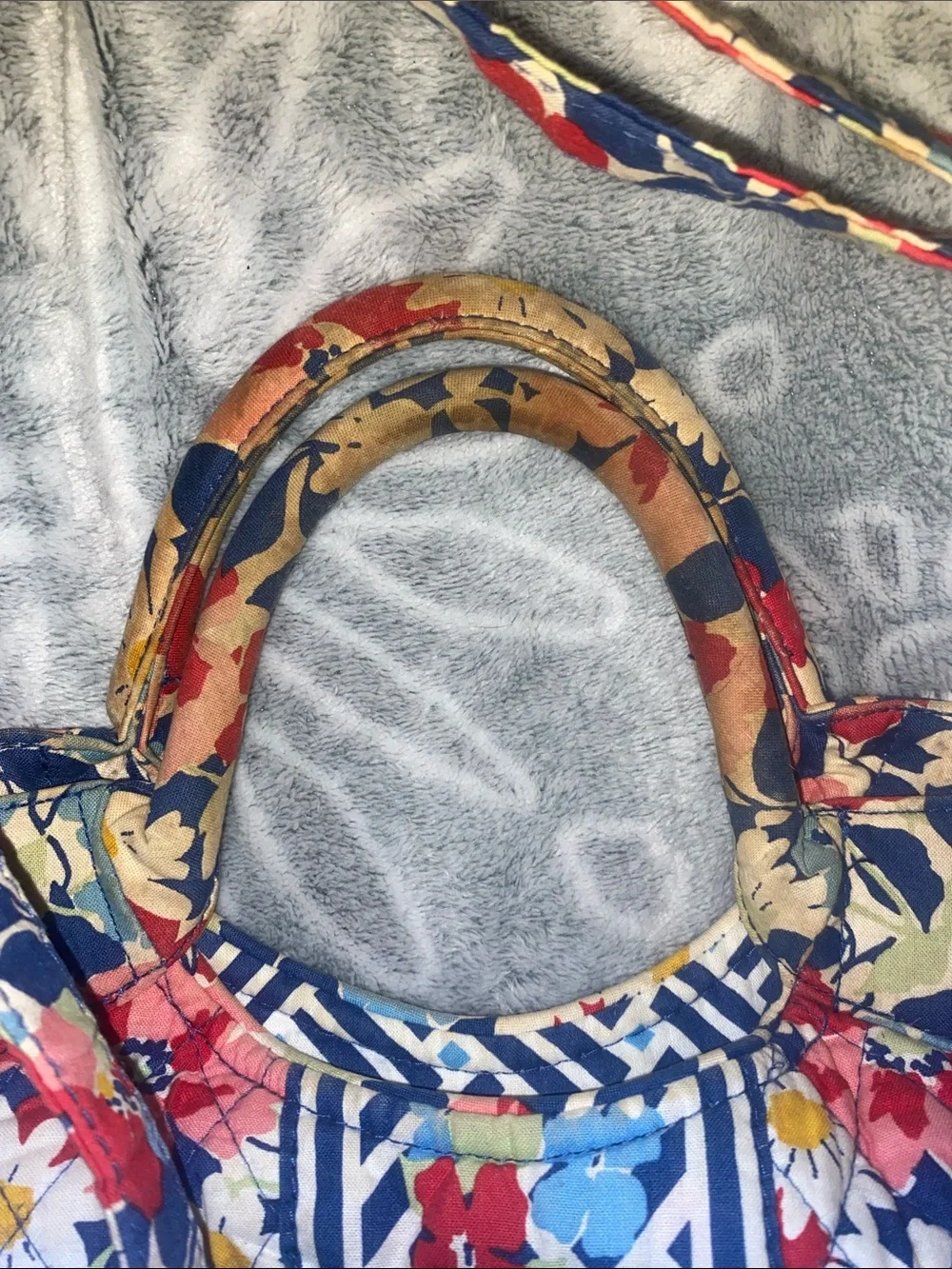 Floral Quilted Tote Bag - Blue Multicolor